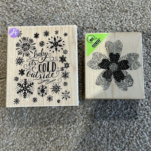 Hobby Lobby Other - HOBBY LOBBY Baby it’s Cold Outside & Flower Rubber Stamp